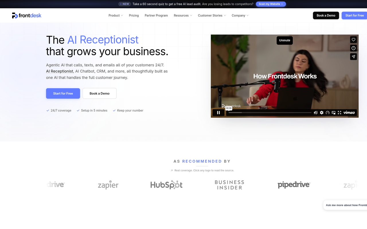 AI Front Desk website