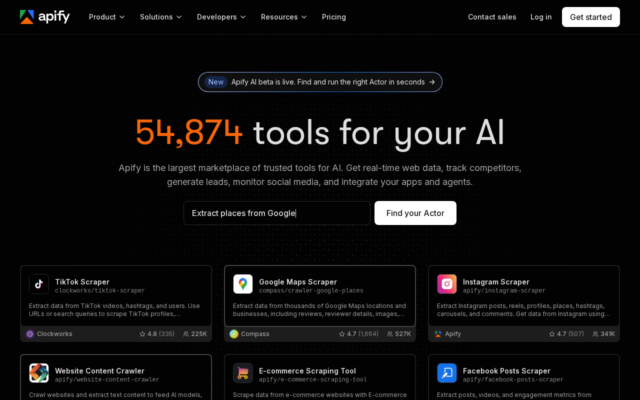 Apify website