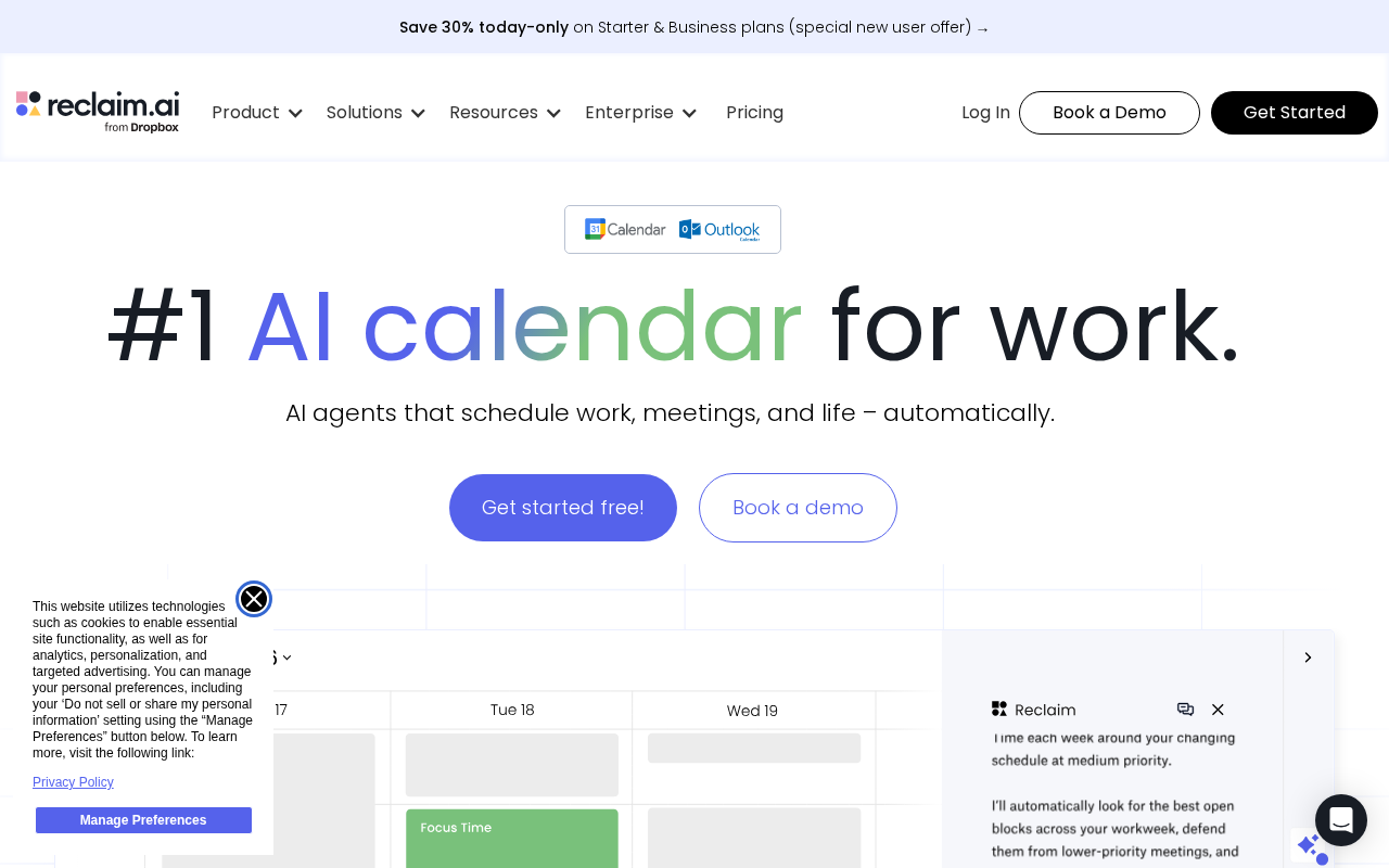 Reclaim.ai website